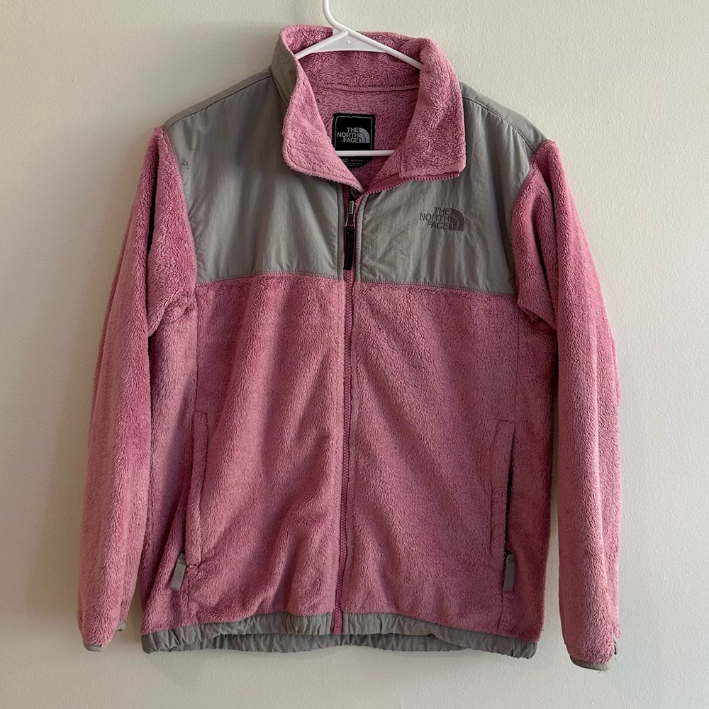 The North Face fuzzy jacket. Youth girls XL. Pink.